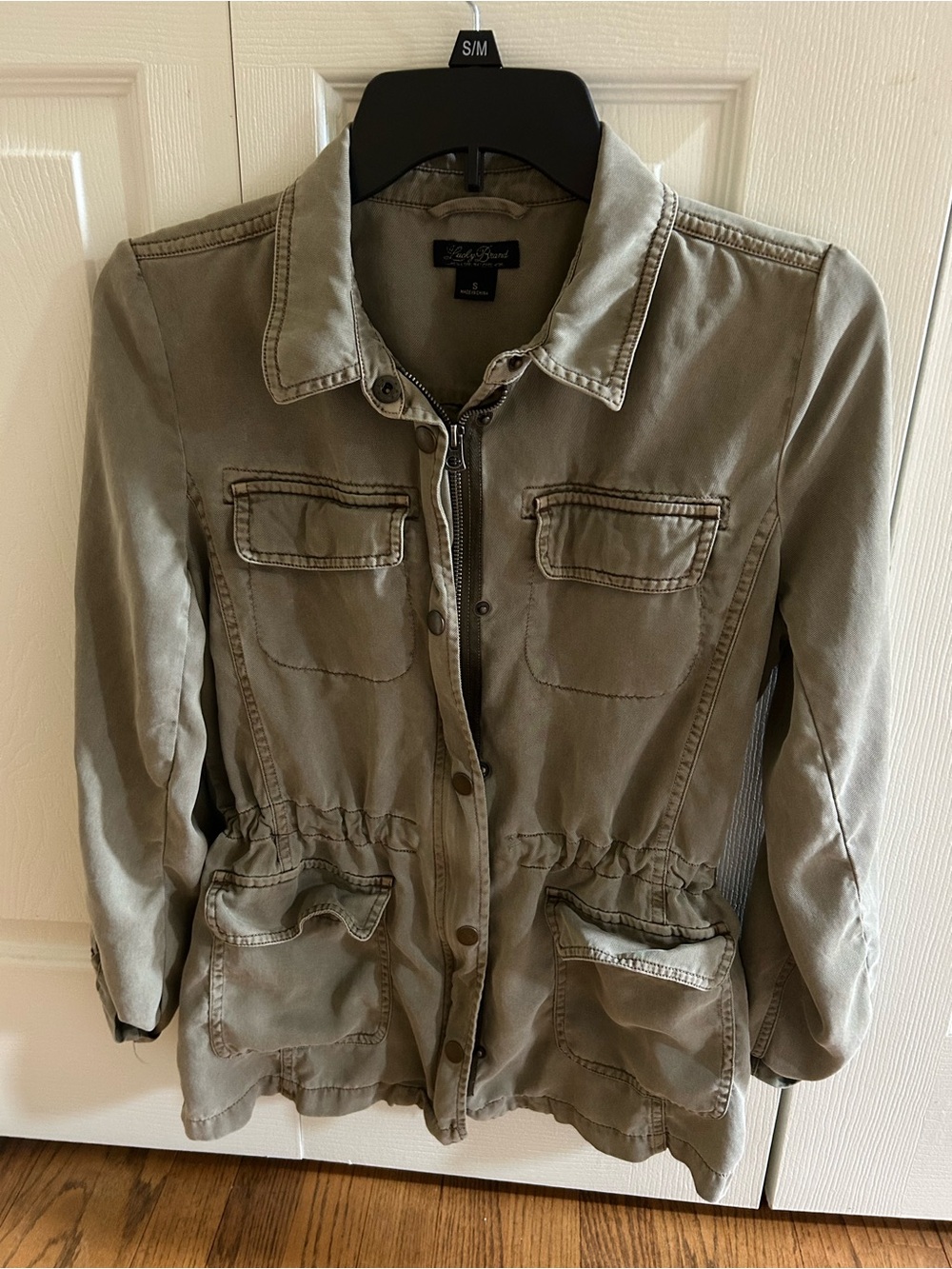 Lucky Brand Olive Green Utility Jacket with Drawstring Waist
